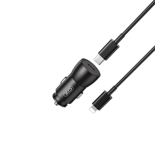 XO CC57 autní rychlonabíječka (lightning kabel, PD rychlé nabíjení) 25W (Černá)