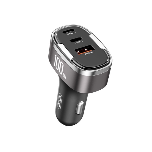 XO CC61 autní rychlonabíječka 2 PD + QC 3.0 s konektorem 100W (Černá)