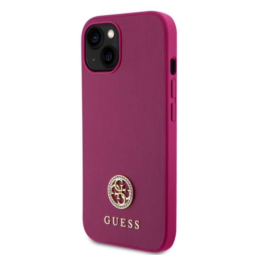 Apple iPhone 15 Guess PU 4G Strass Metal Logo pouzdro (Růžová) - GUHCP15SPS4DGPP