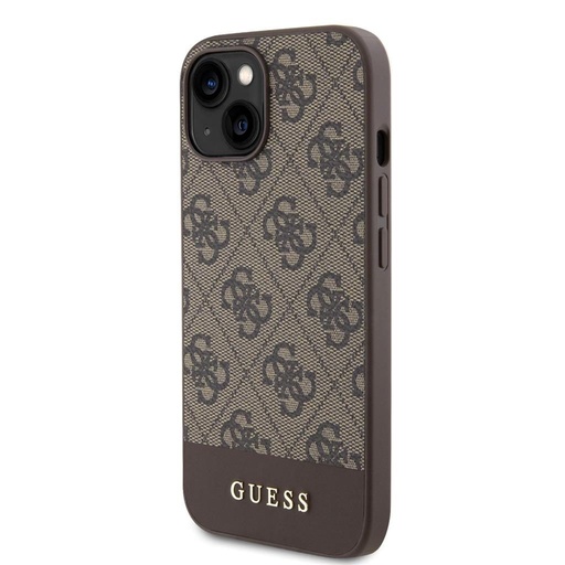 Apple iPhone 15 Guess PU 4G Stripe MagSafe pouzdro (Hnědá) - GUHMP15SG4GLBR
