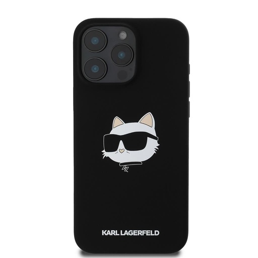 Apple iPhone 16 Pro Max Karl Lagerfeld Liquid Silicone Choupette Head MagSafe pouzdro (Černá) – KLHMP16XSCHPPLK
