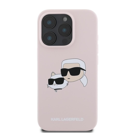 Apple iPhone 16 Pro Karl Lagerfeld Liquid Silicone Double Heads MagSafe pouzdro (Růžová) – KLHMP16LSKCHPPLP