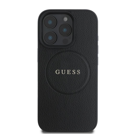 Apple iPhone 16 Pro Guess PU Grained Classic Logo MagSafe pouzdro (Černá) - GUHMP16LPGHSMMK