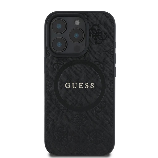 Apple iPhone 16 Pro Guess Saffiano Peony Stamp MagSafe pouzdro (Černá) - GUHMP16LPSAPSMEK