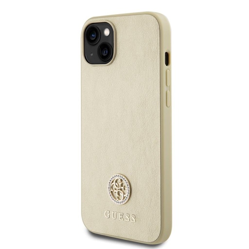 Apple iPhone 15 Guess PU 4G Strass Metal Logo pouzdro (Zlatá) - GUHCP15SPS4DGPD