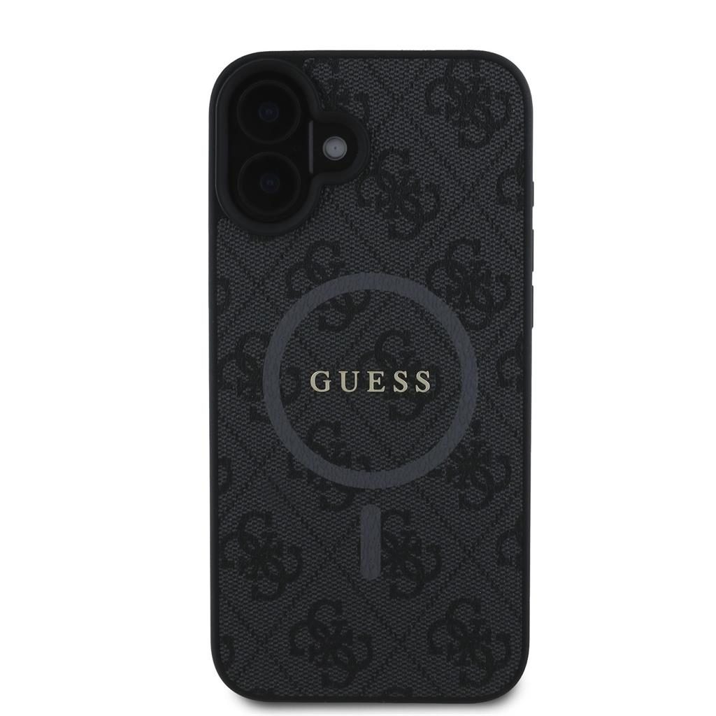 Apple iPhone 16 Guess PU Leather 4G Colored Ring MagSafe tok (Fekete) - GUHMP16SG4GFRK