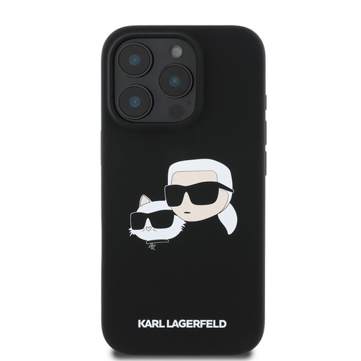 Apple iPhone 16 Pro Max Karl Lagerfeld Liquid Silicone Double Heads MagSafe pouzdro (Černá) – KLHMP16XSKCHPPLK