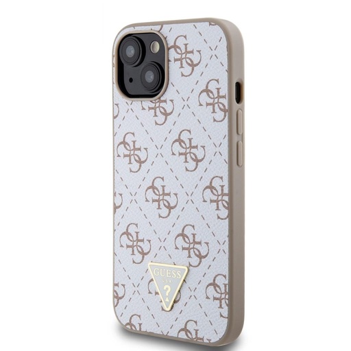 Apple iPhone 15 Guess PU Leather 4G Triangle Metal Logo pouzdro (Bílá) - GUHCP15SPG4GPH