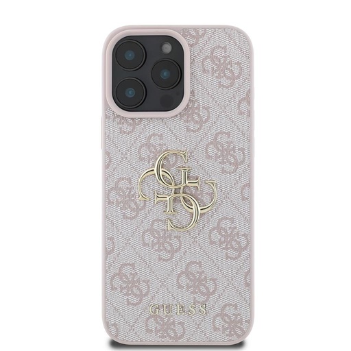 Apple iPhone 16 Pro Max Guess PU 4G Metal Logo pouzdro (Růžová) - GUHCP16X4GMGPI