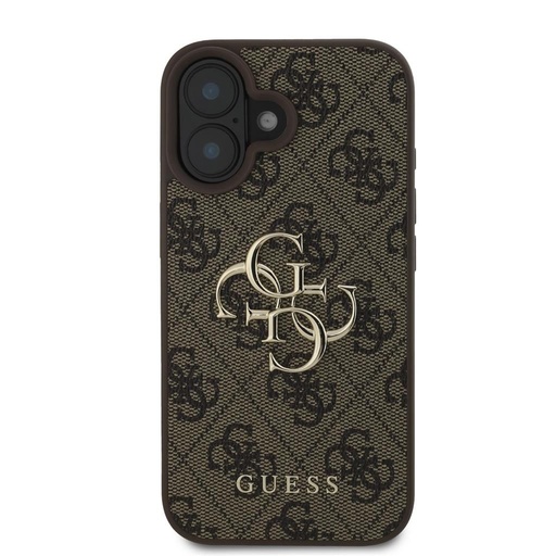 Apple iPhone 16 Guess PU 4G Metal Logo pouzdro (Hnědá) - GUHCP16S4GMGBR