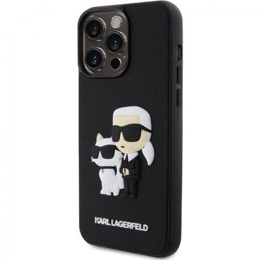 Apple iPhone 16 Pro Max Karl Lagerfeld 3D guma pouzdro Karl & Choupette (Černá) – KLHCP16X3DRKCNK