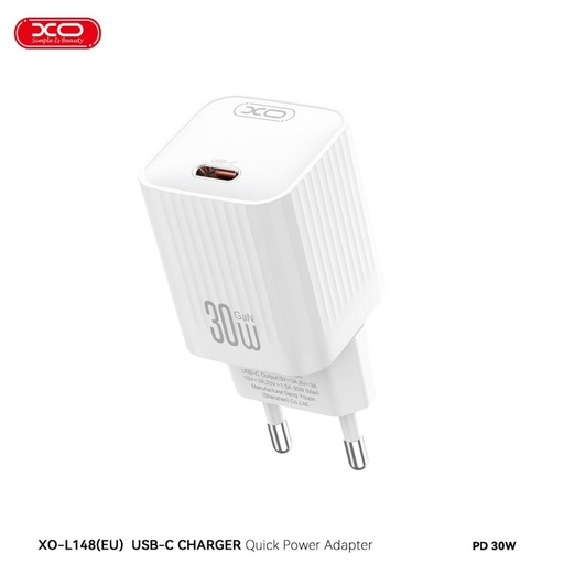 XO L148 PD 30W rychlonabíječka (Bílá) – USB-C konektor