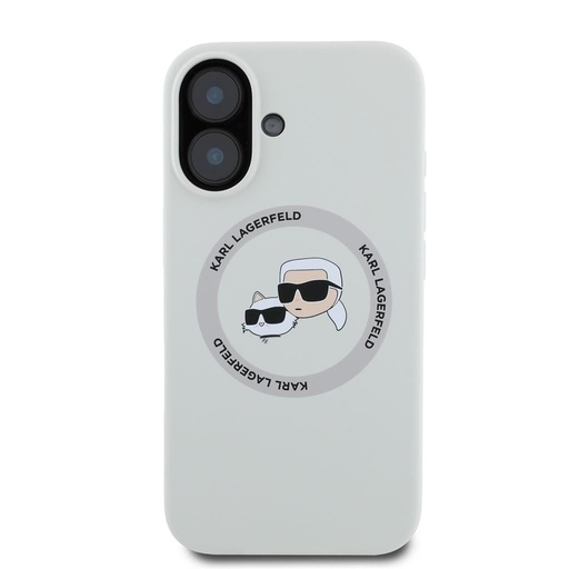 Apple iPhone 16 Karl Lagerfeld Liquid Silicone K&CH Heads MagSafe pouzdro (Béžová) – KLHMP16SSKCHTCE