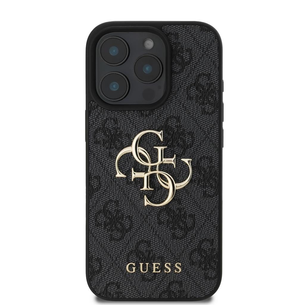 Apple iPhone 16 Pro Guess PU 4G Metal Logo tok (Szürke) - GUHCP16L4GMGGR