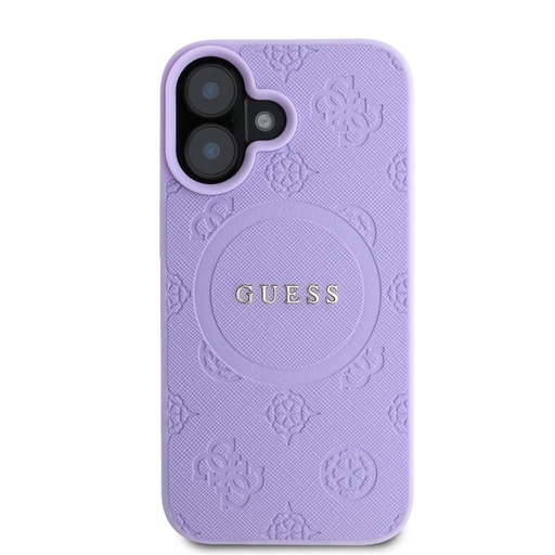 Apple iPhone 16 Guess Saffiano Peony Stamp MagSafe pouzdro (Fialová) - GUHMP16SPSAPSMEU