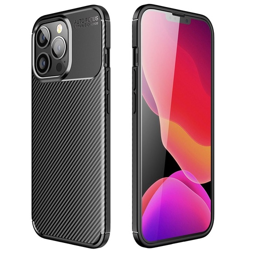 Apple iPhone 16e carbon fiber silikonový zadní kryt (Černá)