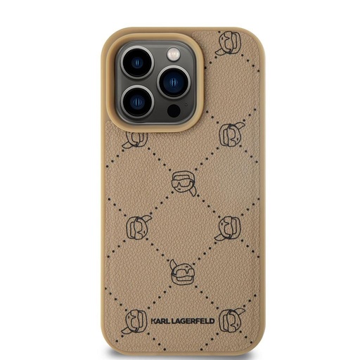 Apple iPhone 15 Pro Max Karl Lagerfeld PU Karl Heads Pattern MagSafe pouzdro (Béžová) – KLHMP15XPGKHPHE