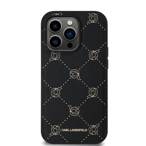 Apple iPhone 14 Pro Karl Lagerfeld PU Karl Heads Pattern MagSafe pouzdro (Černá) – KLHMP14LPGKHPHK