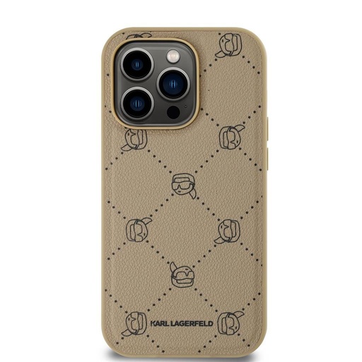 Apple iPhone 14 Pro Max Karl Lagerfeld PU Karl Heads Pattern MagSafe pouzdro (Béžová) – KLHMP14XPGKHPHE