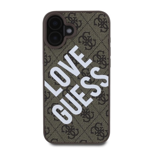 Apple iPhone 16 Guess PU Leather 4G Big Love Logo MagSafe pouzdro (Hnědá) - GUHMP16SP4PLGWW