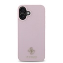 Apple iPhone 16 Guess PU Grained 4G Small Metal Logo MagSafe tok (Rózsaszín) - GUHMP16SPGCSM4MP