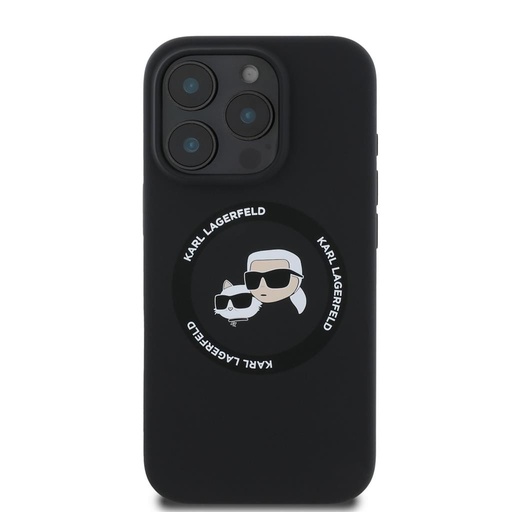 Apple iPhone 16 Pro Max Karl Lagerfeld Liquid Silicone K&CH Heads MagSafe pouzdro (Černá) – KLHMP16XSKCHTCK