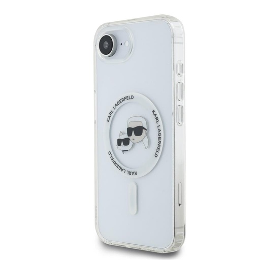 Apple iPhone 16e Karl Lagerfeld IML K&CH Heads Metal Frame MagSafe pouzdro (Průhledný) – KLHMPSE4HLSKCH