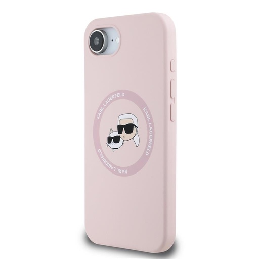 Apple iPhone 16e Karl Lagerfeld Liquid Silicone K&CH Heads MagSafe pouzdro (Růžová) – KLHMPSE4SKCHTCP