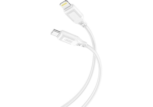 XO NB-Q236A pletený USB-C–Lightning datový kabel (Bílá) – 27W