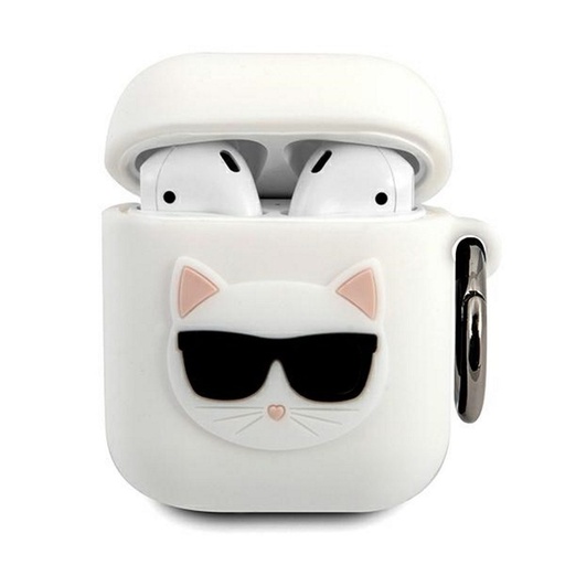 Apple AirPods Karl Lagerfeld silikonové pouzdro Choupette (Bílá) – KLACA2SILCHWH
