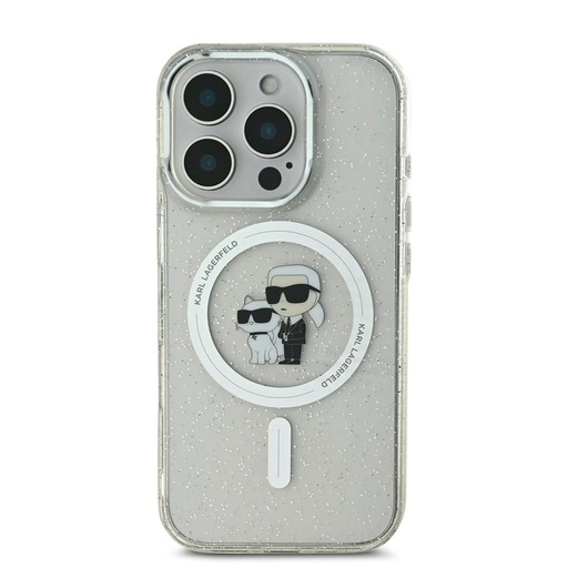 Apple iPhone 16 Pro Max Karl Lagerfeld IML Glitter Karl and Choupette MagSafe pouzdro (Průhledný) - KLHMP16XHGKCNOT