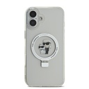Apple iPhone 16 Karl Lagerfeld Ringstand Karl and Choupette MagSafe tok (Fehér) - KLHMP16SHMRSKCH