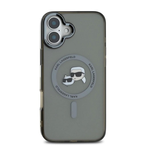 Apple iPhone 16 Karl Lagerfeld IML K&CH Heads Metal Frame MagSafe pouzdro (Černá) - KLHMP16SHLSKCK