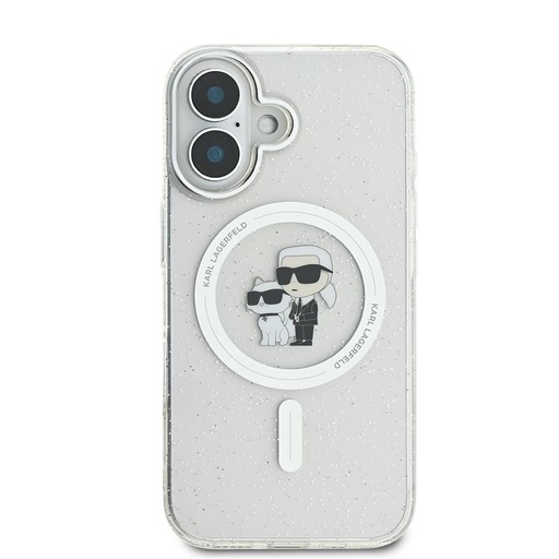 Apple iPhone 16 Karl Lagerfeld IML Glitter Karl and Choupette MagSafe pouzdro (Průhledný) - KLHMP16SHGKCNOT