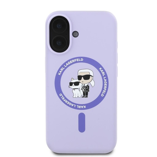 Apple iPhone 16 Karl Lagerfeld Liquid Silicone Karl and Choupette MagSafe pouzdro (Fialová) - KLHMP16SSCMKCRHU