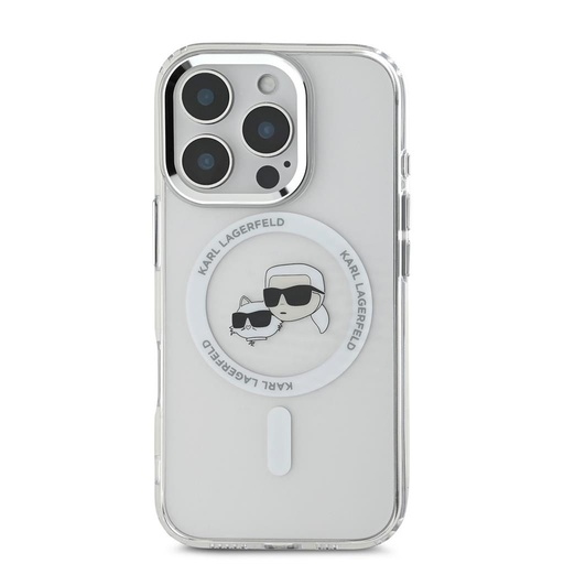 Apple iPhone 16 Pro Max Karl Lagerfeld IML K&CH Heads Metal Frame MagSafe pouzdro (Průhledný) - KLHMP16XHLSKCH