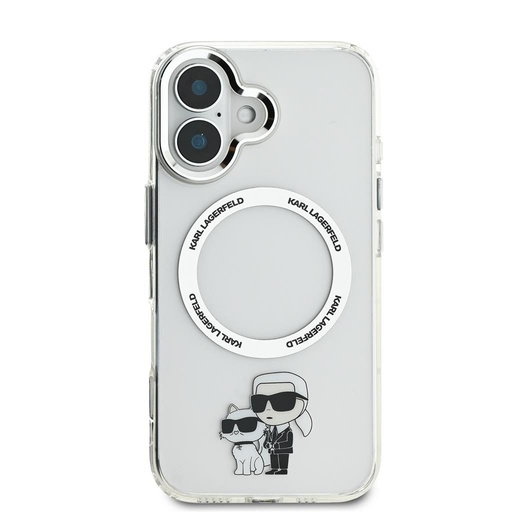 Apple iPhone 16 Karl Lagerfeld IML Karl and Choupette MagSafe pouzdro (Průhledný) - KLHMP16SHNKCIT
