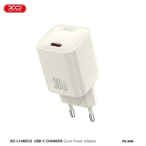 XO L148 PD 30W rychlonabíječka (Béžová) – USB-C konektor