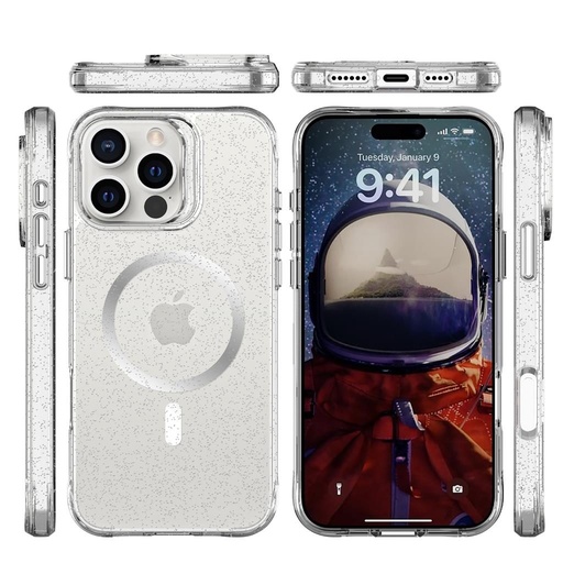 Apple iPhone 16 Pro TOKO Pure Glitter MagSafe zadní kryt (Stříbrná)