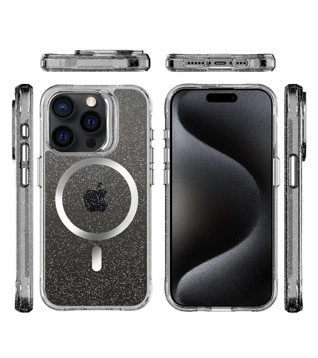 Apple iPhone 15 Pro Max TOKO Pure Glitter MagSafe zadní kryt (Stříbrná)