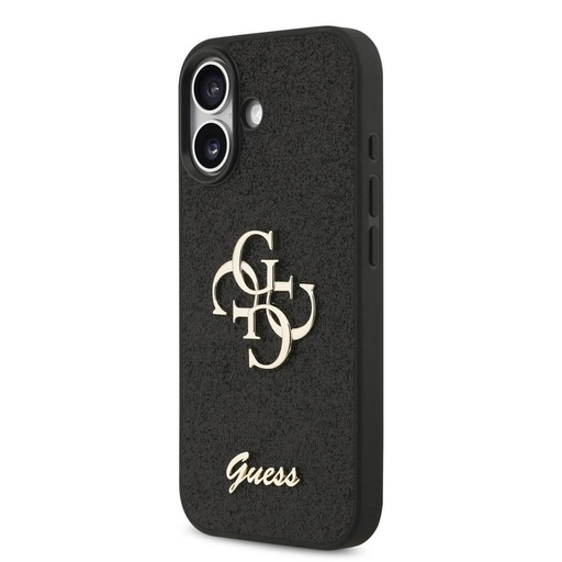 Guess PU Fixed Glitter 4G Metal Logo pouzdro iPhone 17 (Černá) - GUHCP17SHG4SGK
