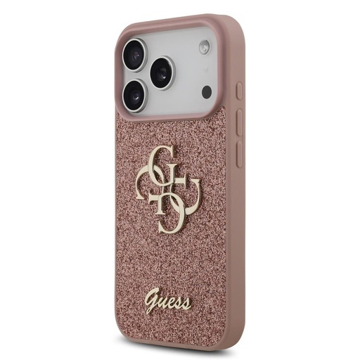 Guess PU Fixed Glitter 4G Metal Logo pouzdro iPhone 17 Pro (Růžová) - GUHCP17LHG4SGP