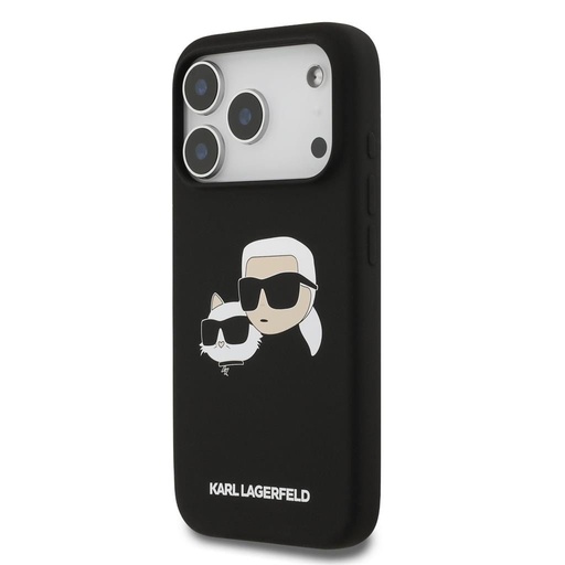 Karl Lagerfeld Liquid Silicone Double Heads MagSafe pouzdro iPhone 17 Pro (Černá) - KLHMP17LSKCHPPLK