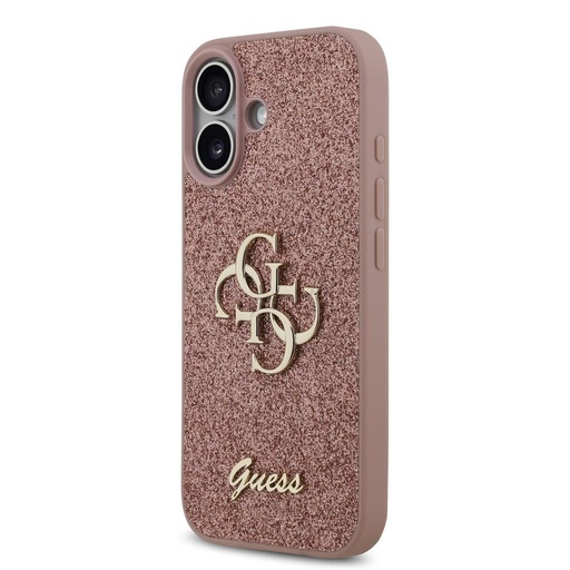 Guess PU Fixed Glitter 4G Metal Logo pouzdro iPhone 17 (Růžová) - GUHCP17SHG4SGP