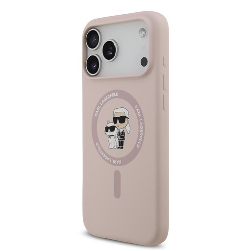 Karl Lagerfeld Liquid Silicone Karl and Choupette MagSafe pouzdro iPhone 17 Pro Max (Růžová) - KLHMP17XSCMKCRHP