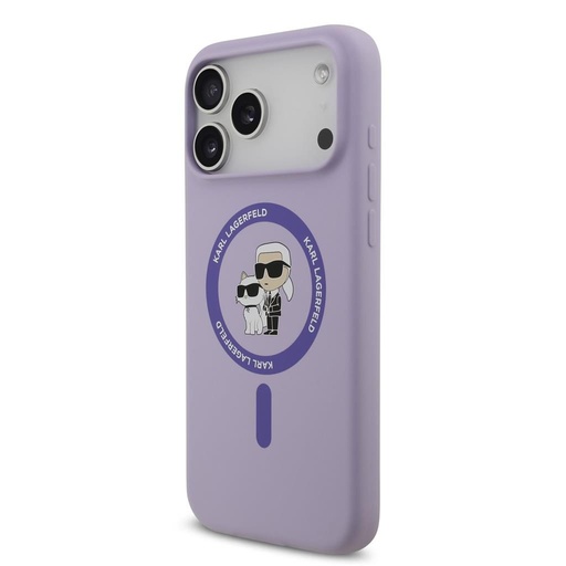 Karl Lagerfeld Liquid Silicone Karl and Choupette MagSafe pouzdro iPhone 17 Pro Max (Fialová) - KLHMP17XSCMKCRHU