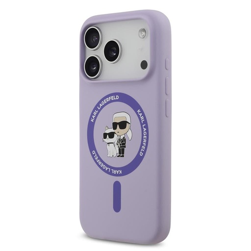 Karl Lagerfeld Liquid Silicone Karl and Choupette MagSafe pouzdro iPhone 17 Pro (Fialová) - KLHMP17LSCMKCRHU