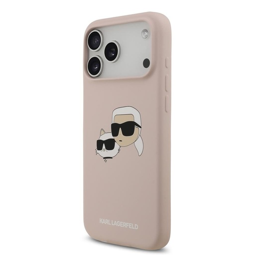 Karl Lagerfeld Liquid Silicone Double Heads MagSafe pouzdro iPhone 17 Pro Max (Růžová) - KLHMP17XSKCHPPLP
