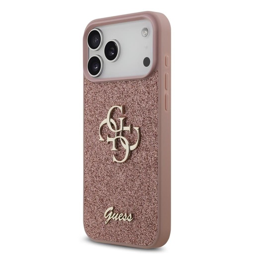 Guess PU Fixed Glitter 4G Metal Logo pouzdro iPhone 17 Pro Max (Růžová) - GUHCP17XHG4SGP