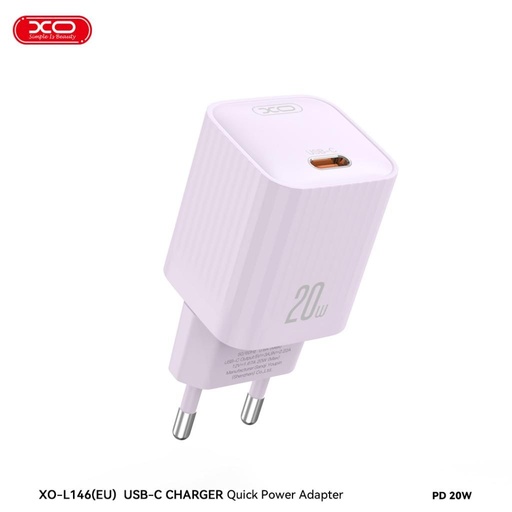 XO L146 PD 20W rychlonabíječka (Fialová) – USB-C konektor
